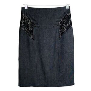 XOXO Skirt Womens Pencil Straight Size 9 10 Black Pleated Lace Fall Work Neutral